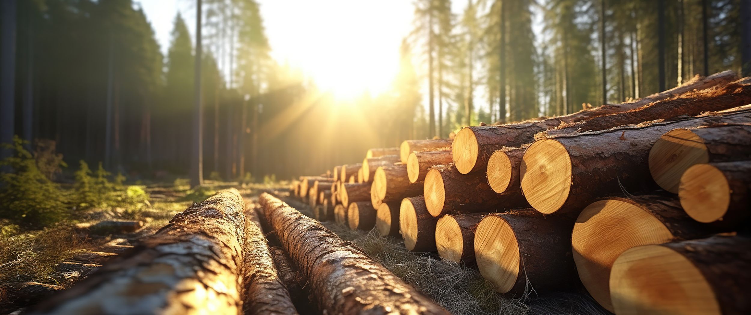 Holzpolter in der Nachmittagssonne