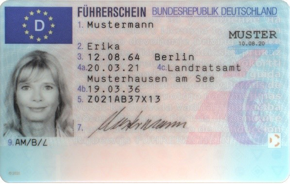 Muster EU-Führerschein Vorderseite Muster EU-Führerschein Vorderseite