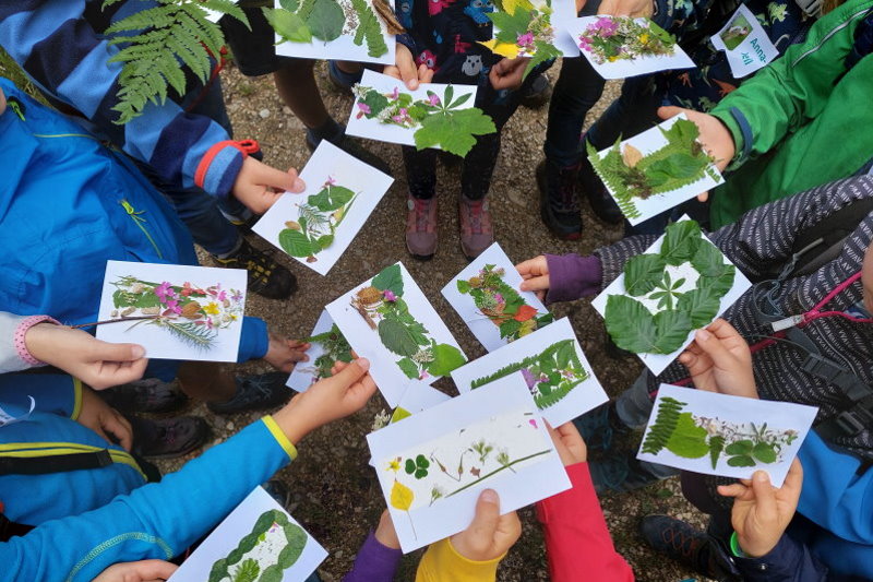 Kinder zeigen ihre Waldpostkarten (Quelle: Forstamt Göppingen)