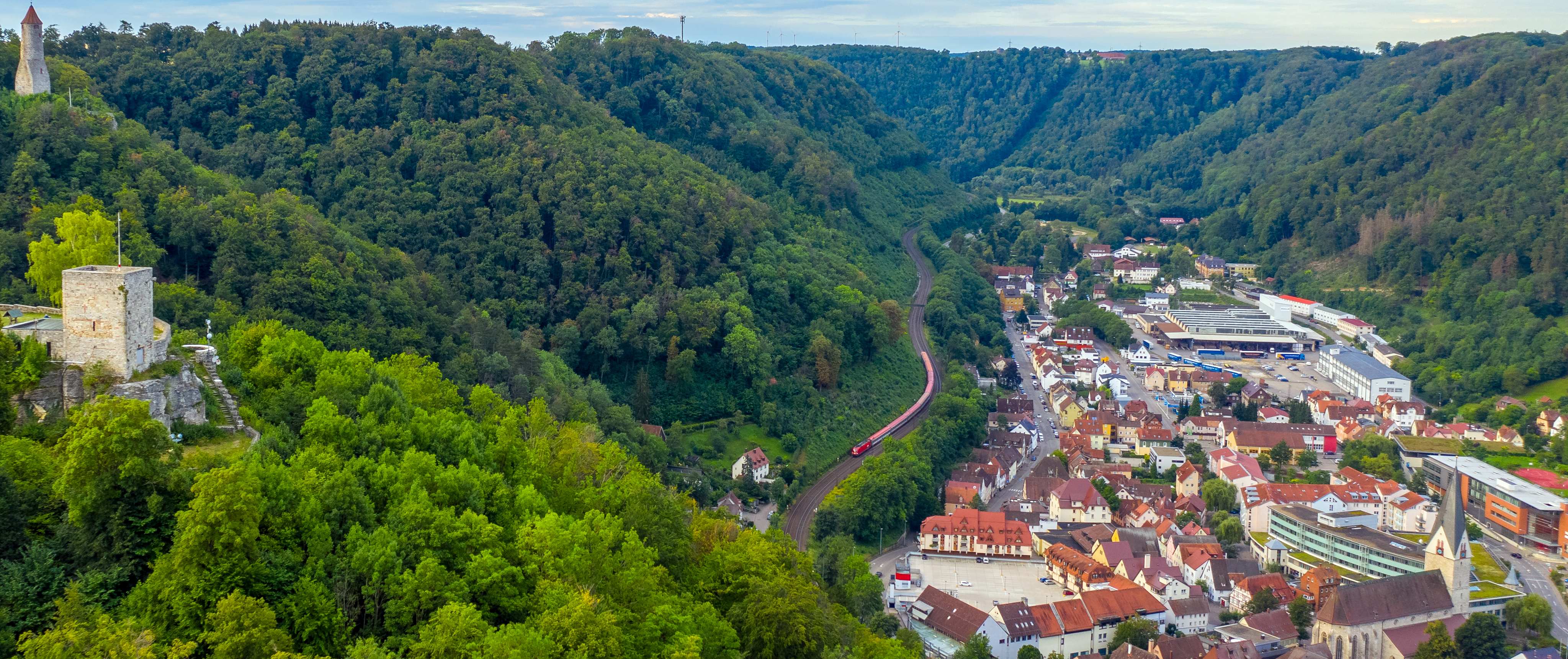 Luftaufnahme von der Geislinger Steige