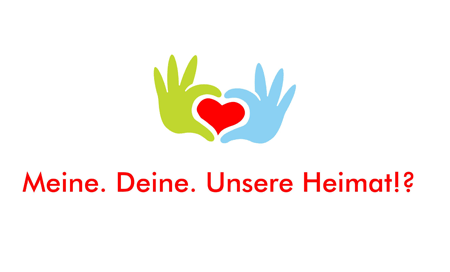 Logo Meine. Deine. Unsere Heimat!? Logo des Netzwerkes: Meine. Deine. Unsere Heimat!?